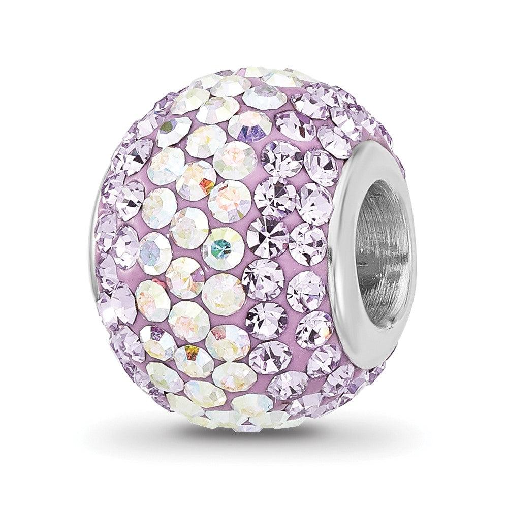 Sterling Silver Reflections RH-plated Purple/Iridecent Preciosa Crystal Bea