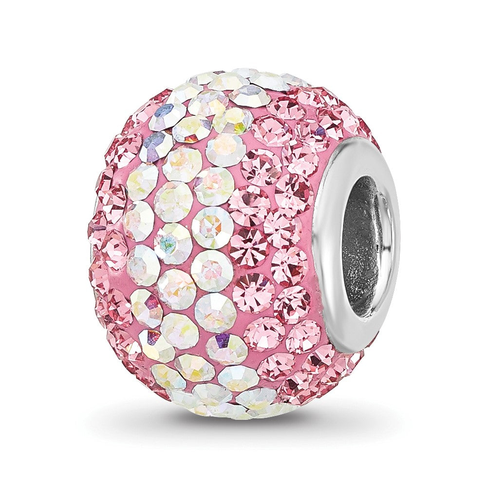 Sterling Silver Reflections RH-plated Pink/Iridecent Preciosa Crystal Bead
