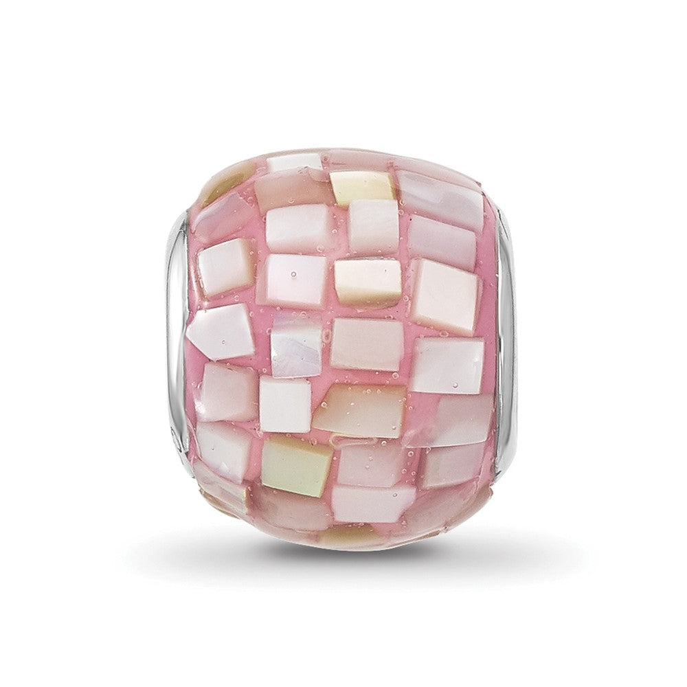 Sterling Silver Reflections Rhodium-plated Pink Mother Of Pearl Bead