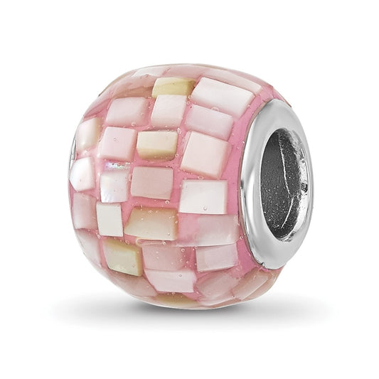 Sterling Silver Reflections Rhodium-plated Pink Mother Of Pearl Bead