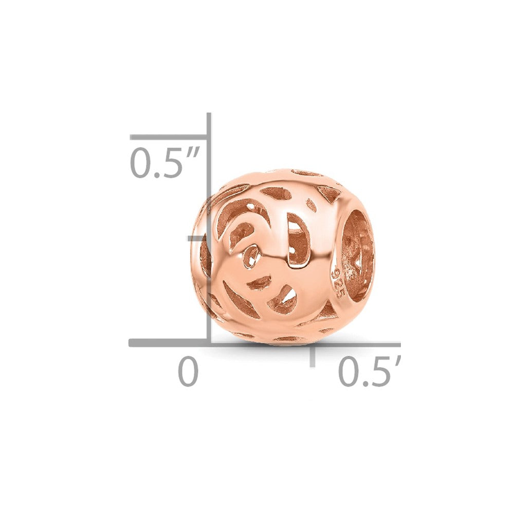 Sterling Silver Reflections Rose Gold-plated Floral Bead