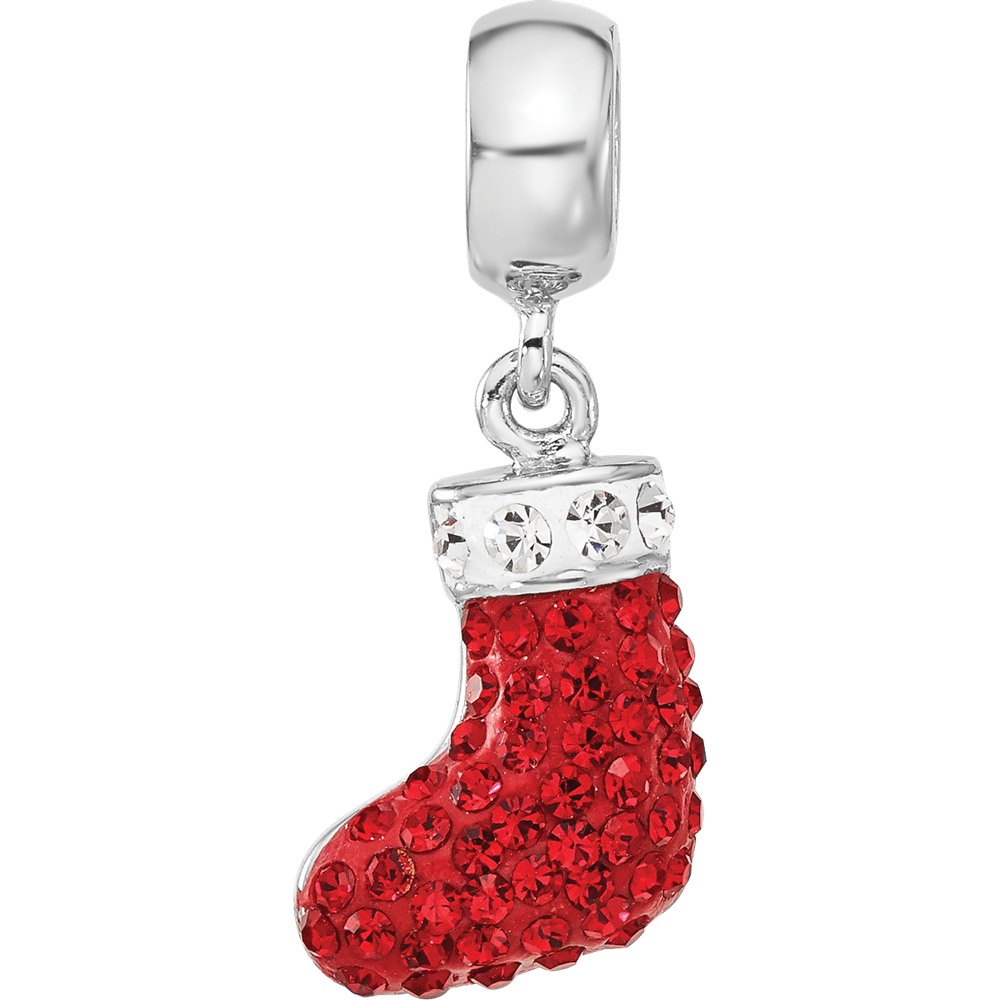 Sterling Silver Reflections RH-plated Christmas Stocking Preciosa Crystal B