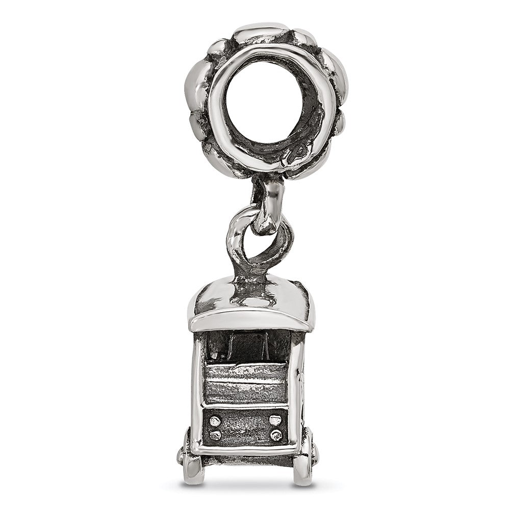 Sterling Silver Polished 3 Wheel Cab Dangle Bead