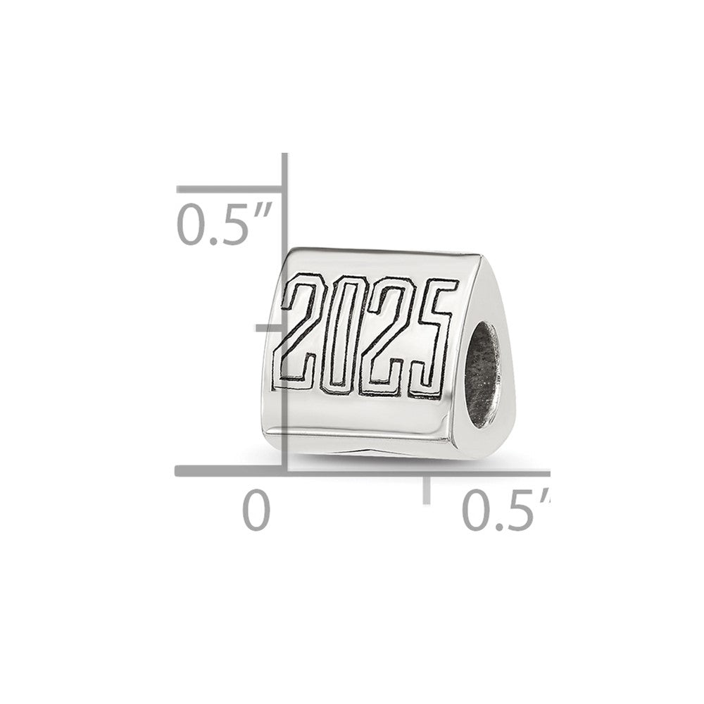 Sterling Silver Polished 2025 Graduation Bead