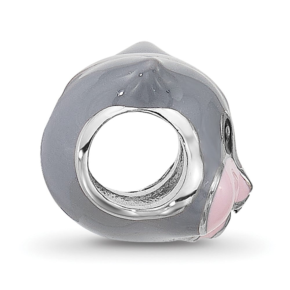 Sterling Silver Reflections Enamel Grey Squirrel Face Bead
