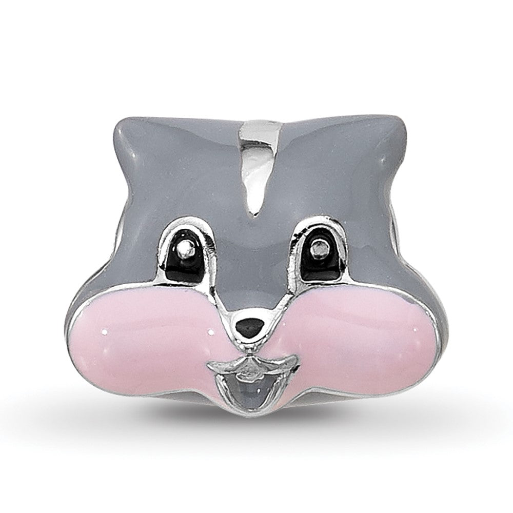 Sterling Silver Reflections Enamel Grey Squirrel Face Bead