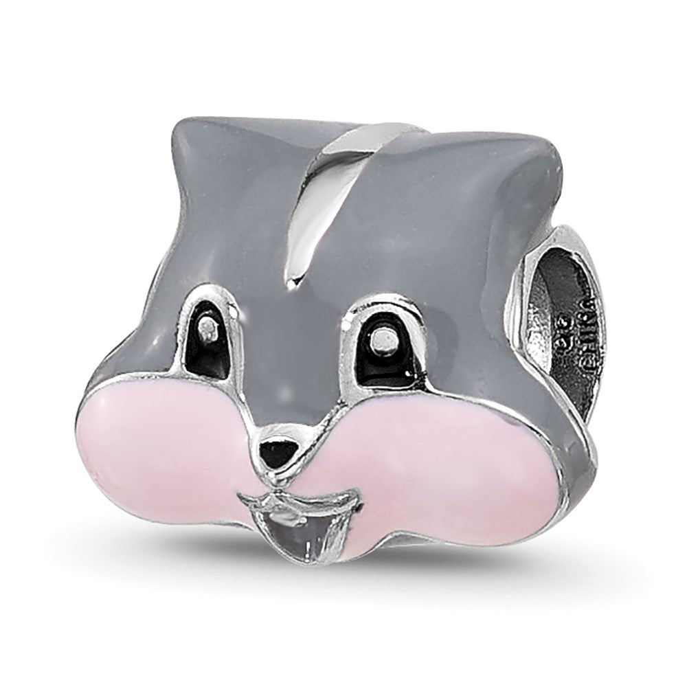 Sterling Silver Reflections Enamel Grey Squirrel Face Bead