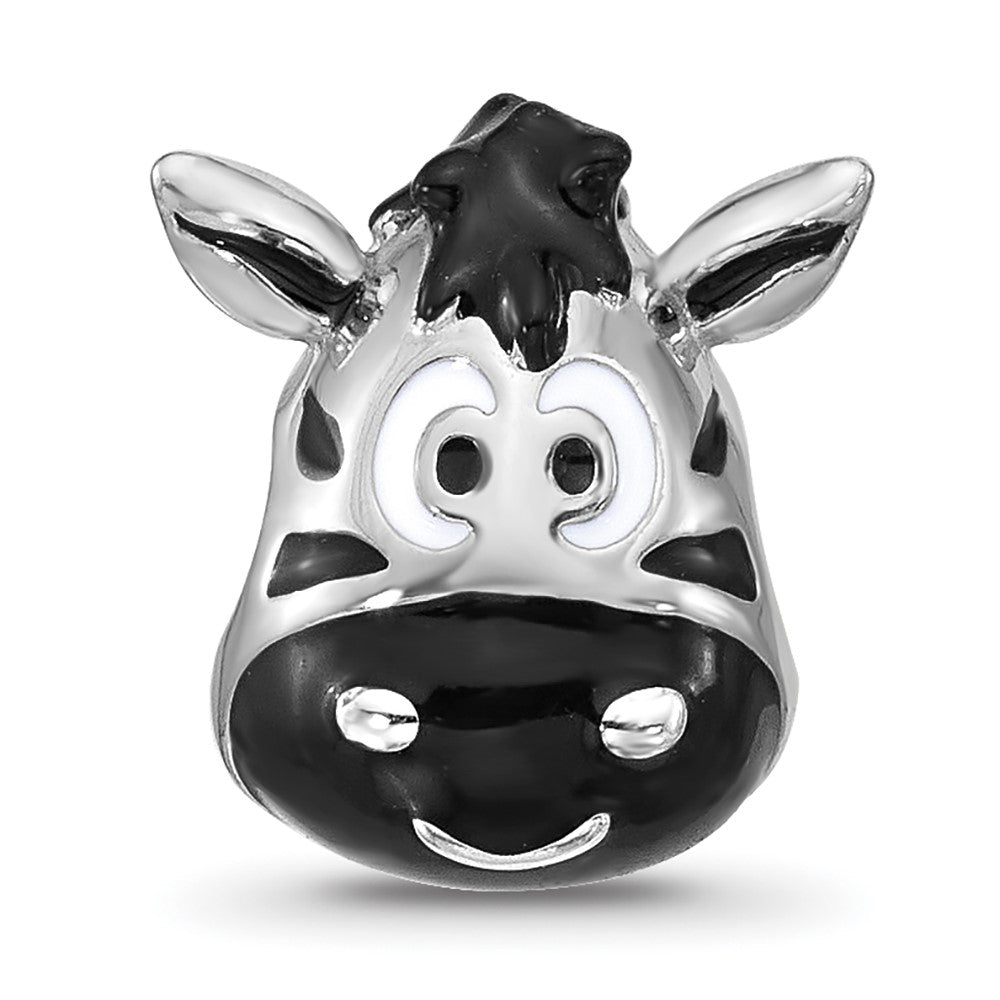 Sterling Silver Reflections Enamel Zebra Face Bead