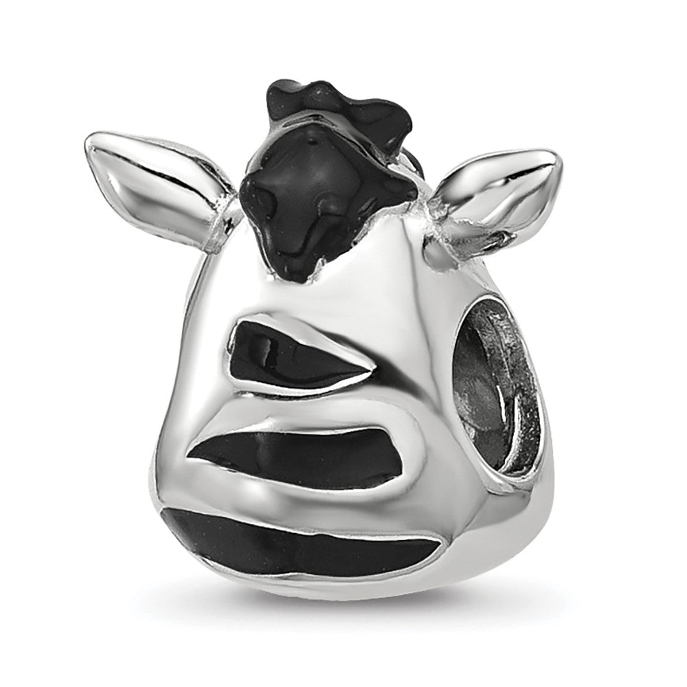 Sterling Silver Reflections Enamel Zebra Face Bead