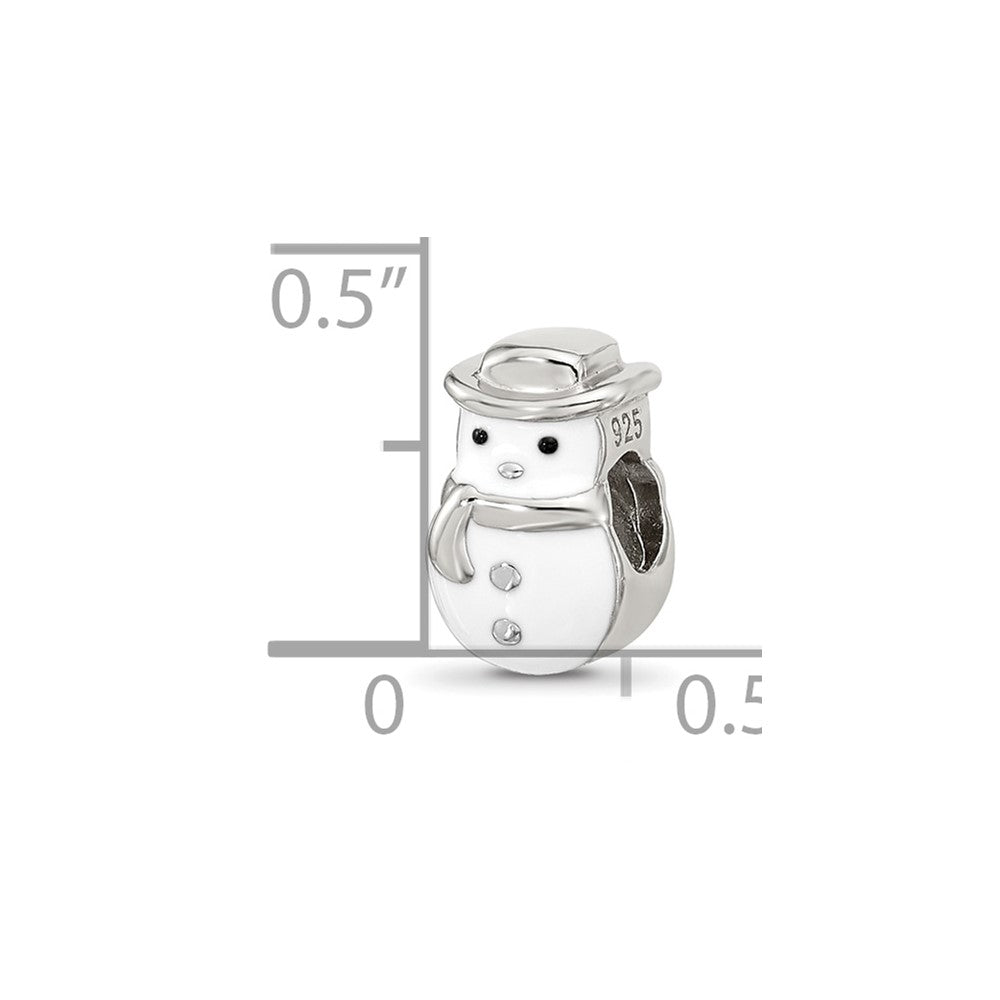 Sterling Silver Reflections Kids Enamel Snowman With Hat Bead