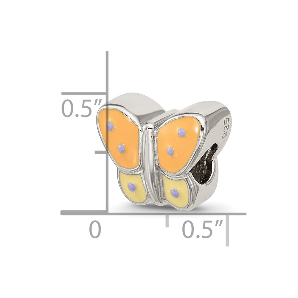 Sterling Silver Reflections Enamel Orange & Yellow Butterfly Bead