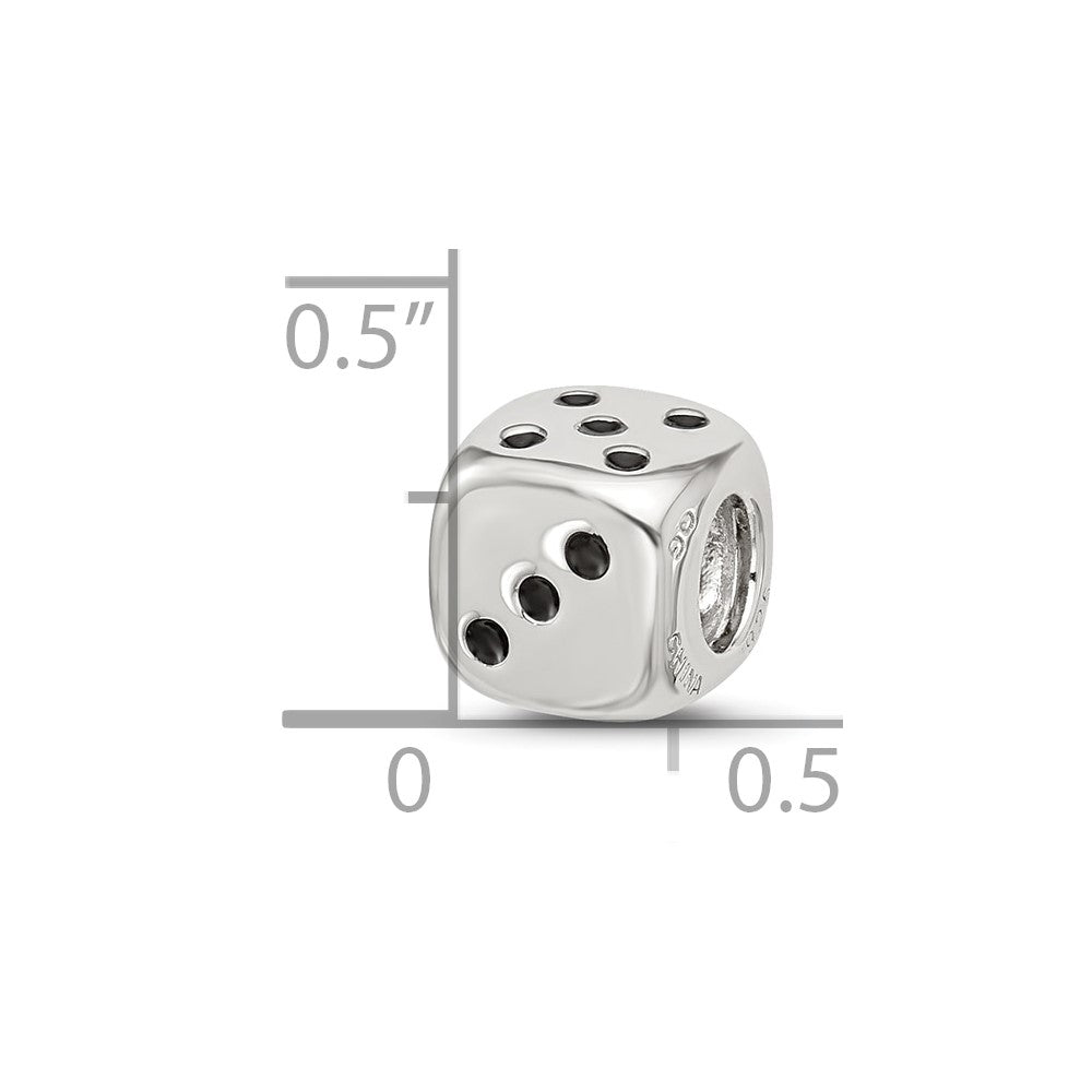 Sterling Silver Reflections Enamel 6 Sided Dice Bead