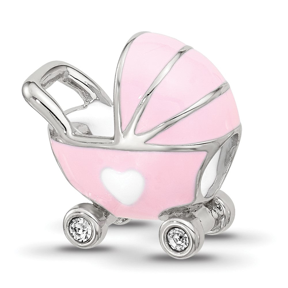 Sterling Silver Reflections Enamel Carriage with Crystal Bead