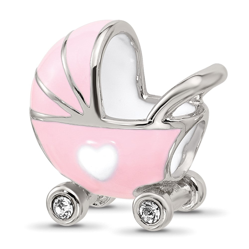 Sterling Silver Reflections Enamel Carriage with Crystal Bead