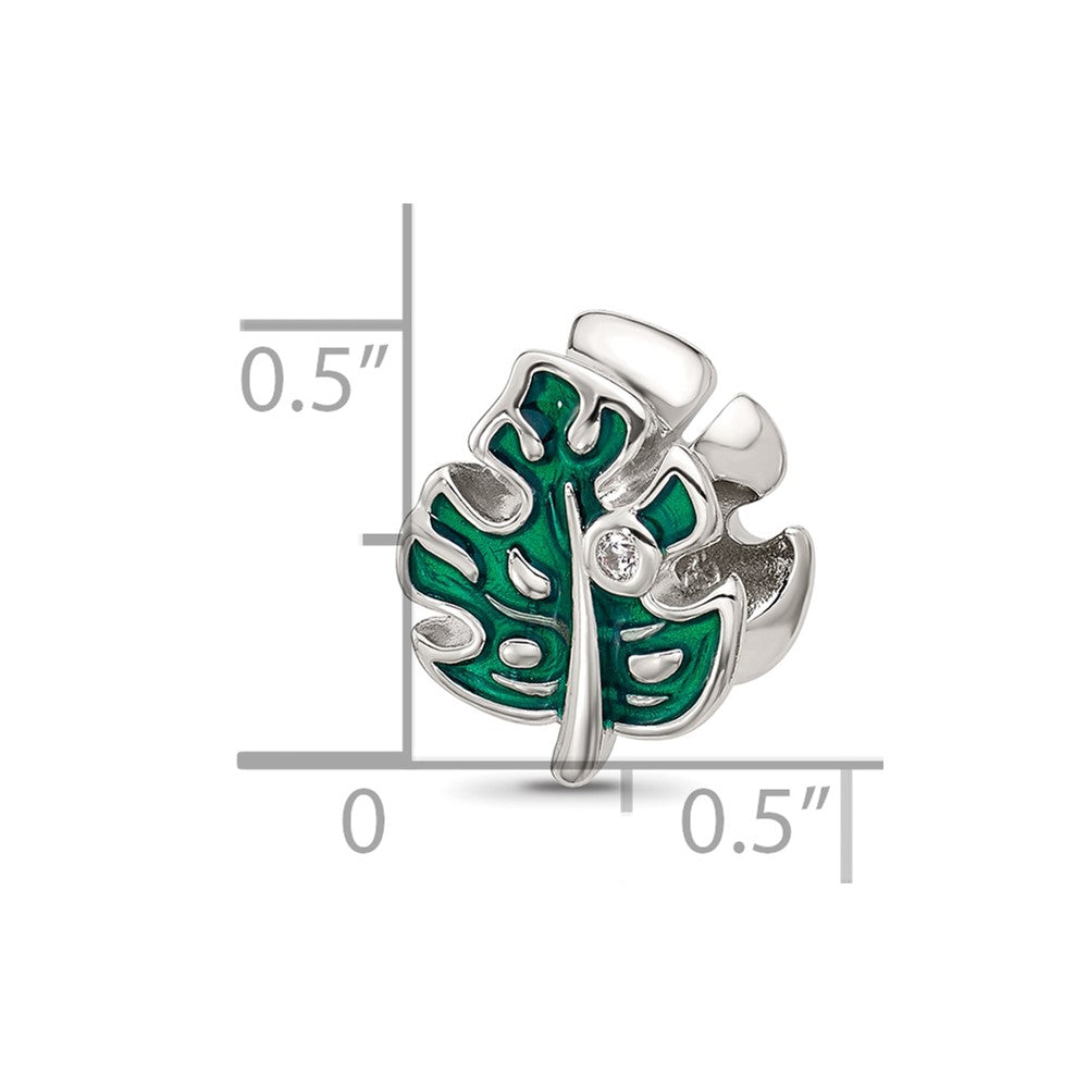 Sterling Silver Reflections CZ Enamel Leaf
