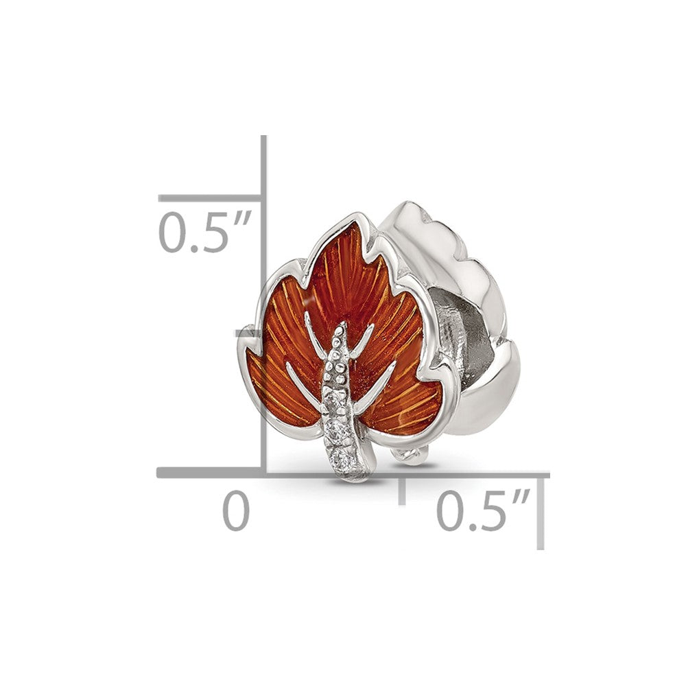 Sterling Silver Reflections CZ Enamel Ember Red Leaf
