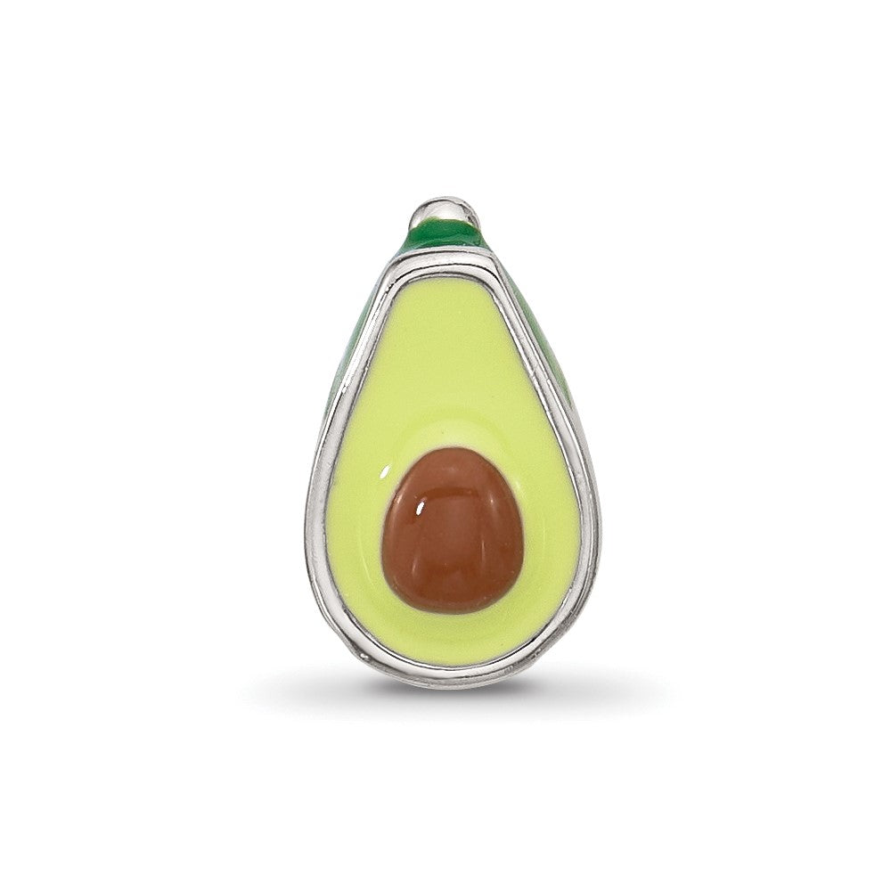 Sterling Silver Reflections Enamel Avacado Half With Pit Bead