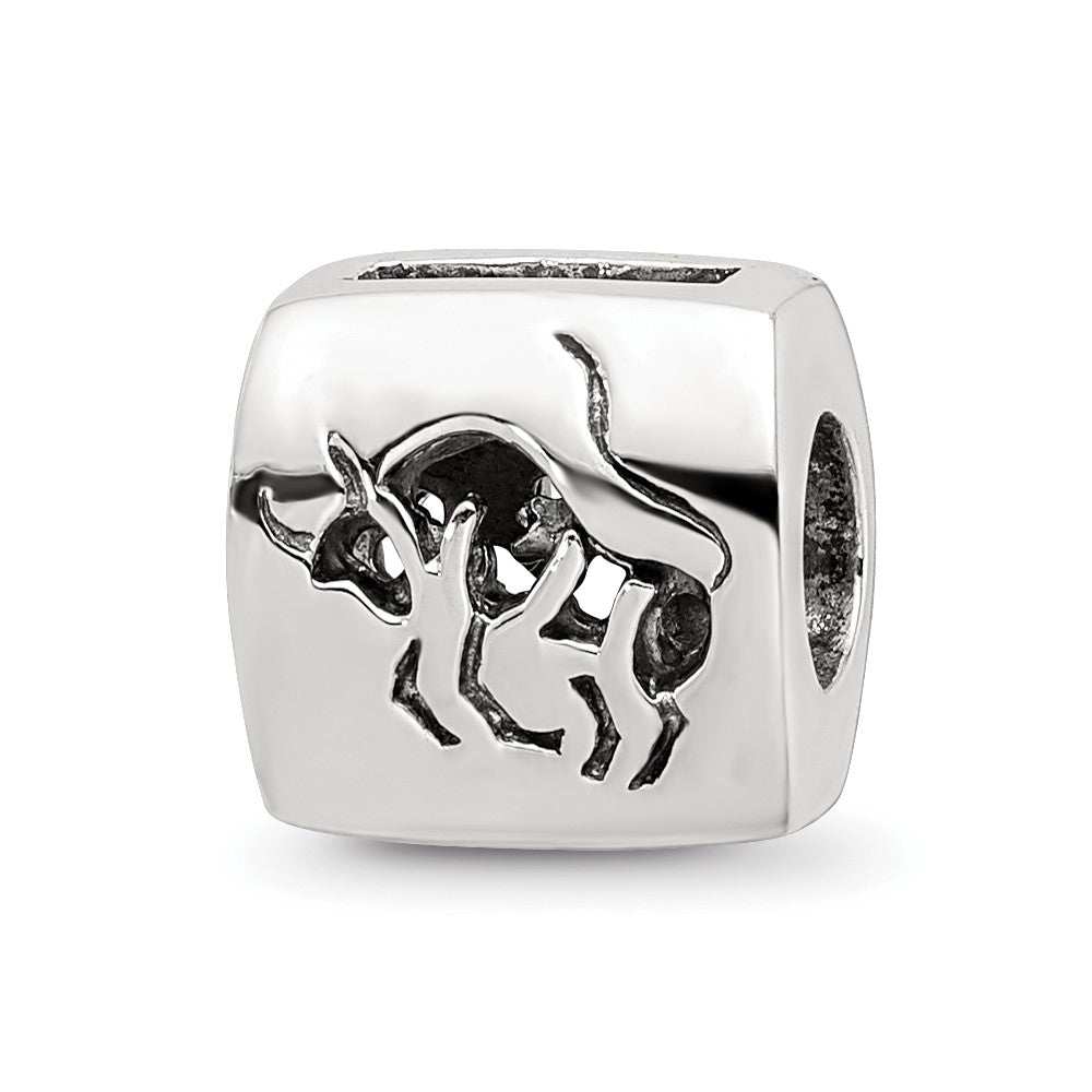Sterling Silver Reflections Taurus Zodiac Antiqued Bead