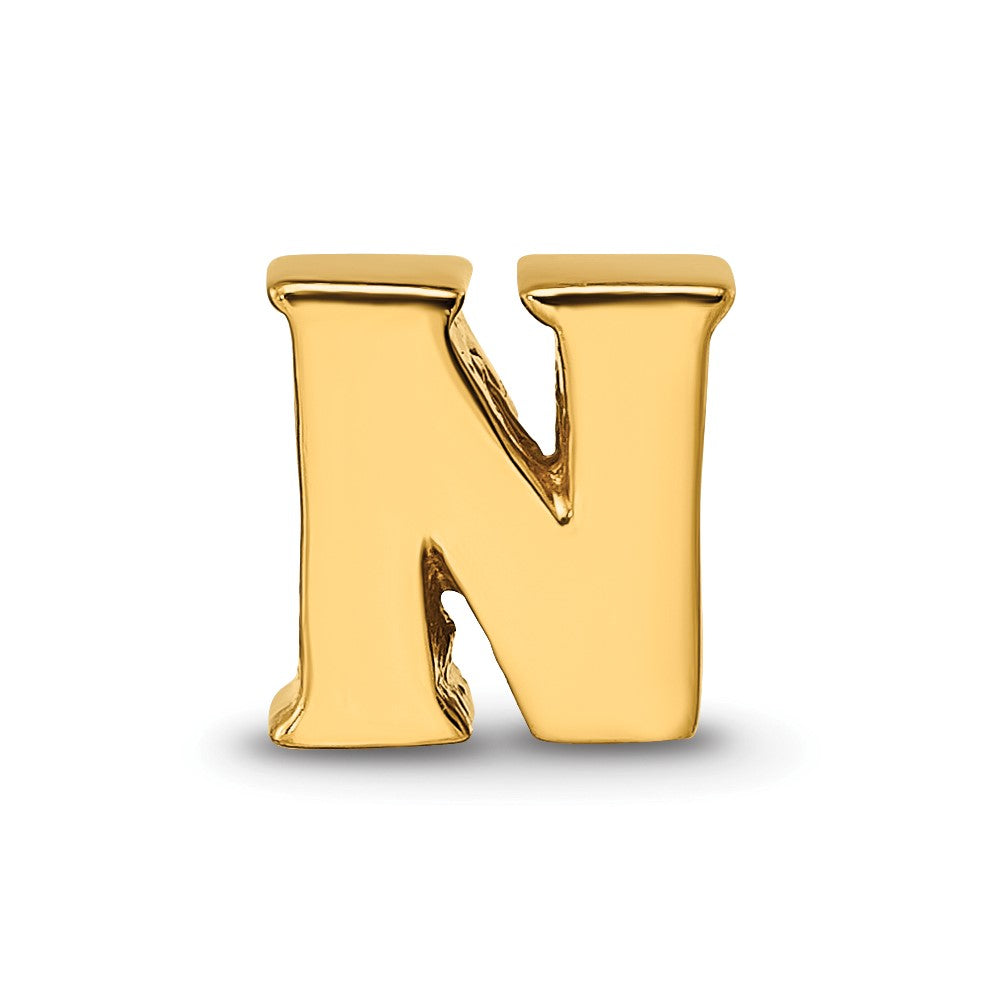 Sterling Silver Gold-plated Reflections Letter N Bead