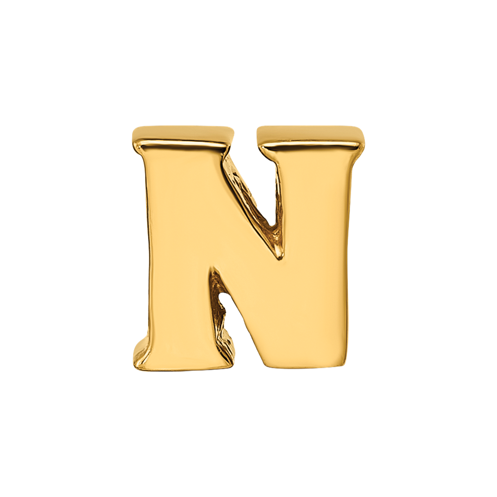 Sterling Silver Gold-plated Reflections Letter N Bead