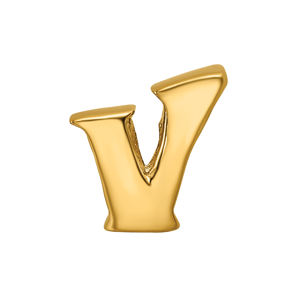 Sterling Silver Gold-plated Reflections Letter V Bead