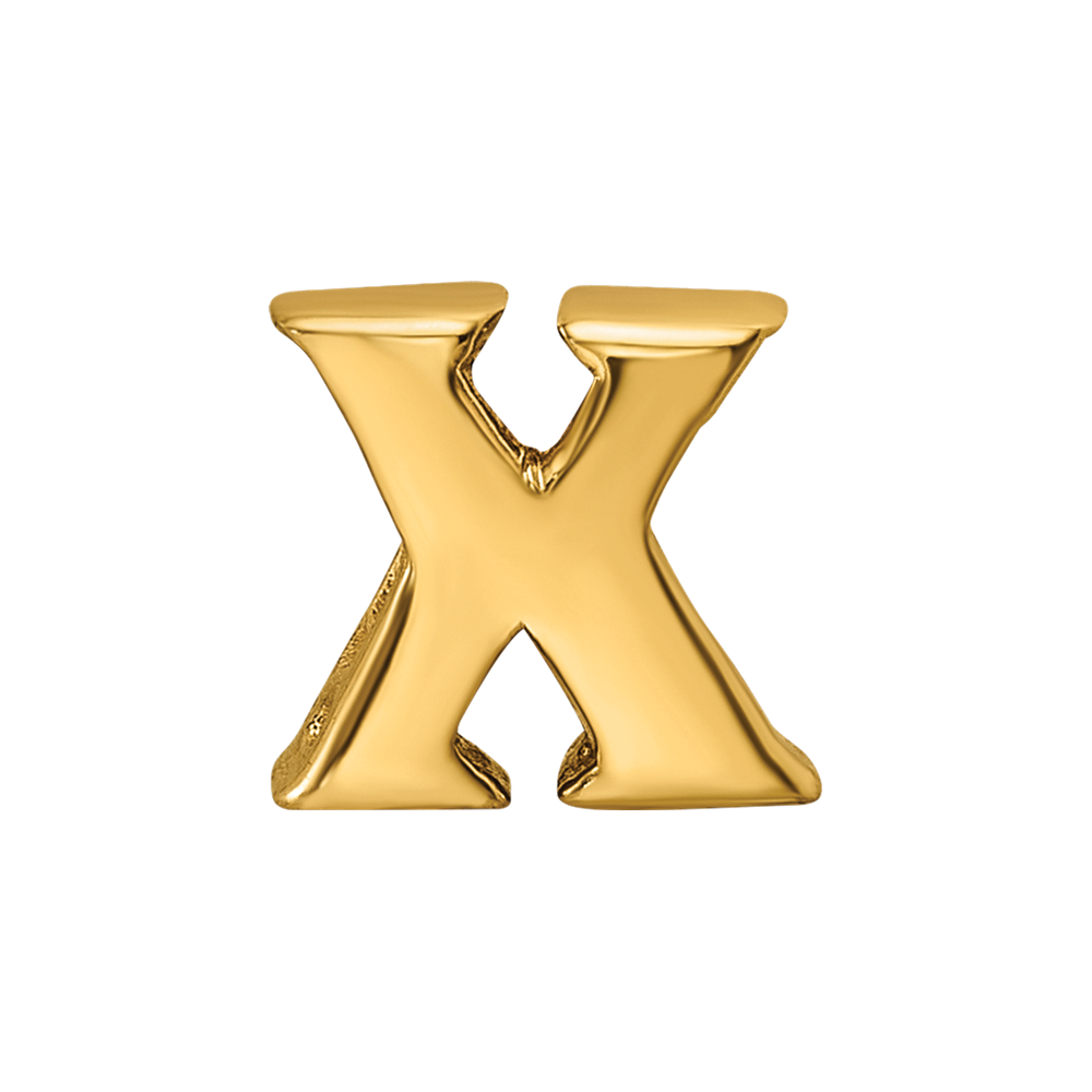 Sterling Silver Gold-plated Reflections Letter X Bead