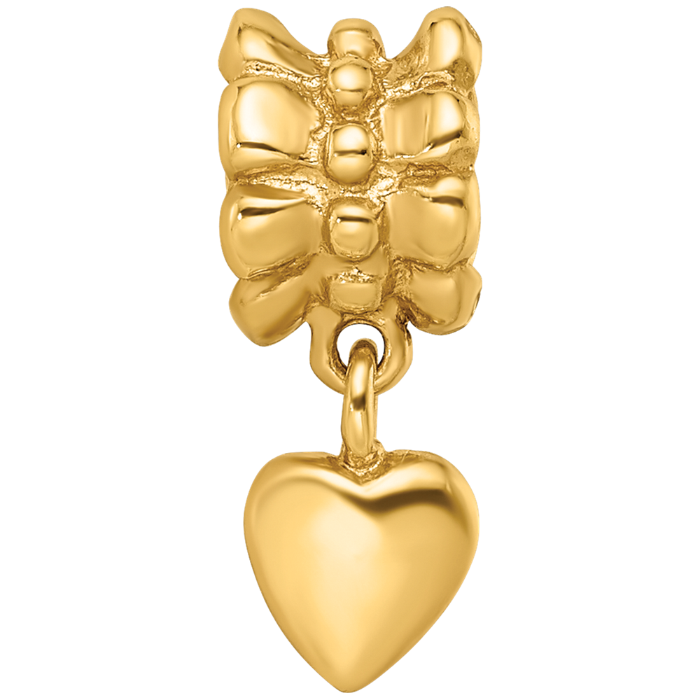 Sterling Silver Gold-plated Reflections Heart Dangle Bead