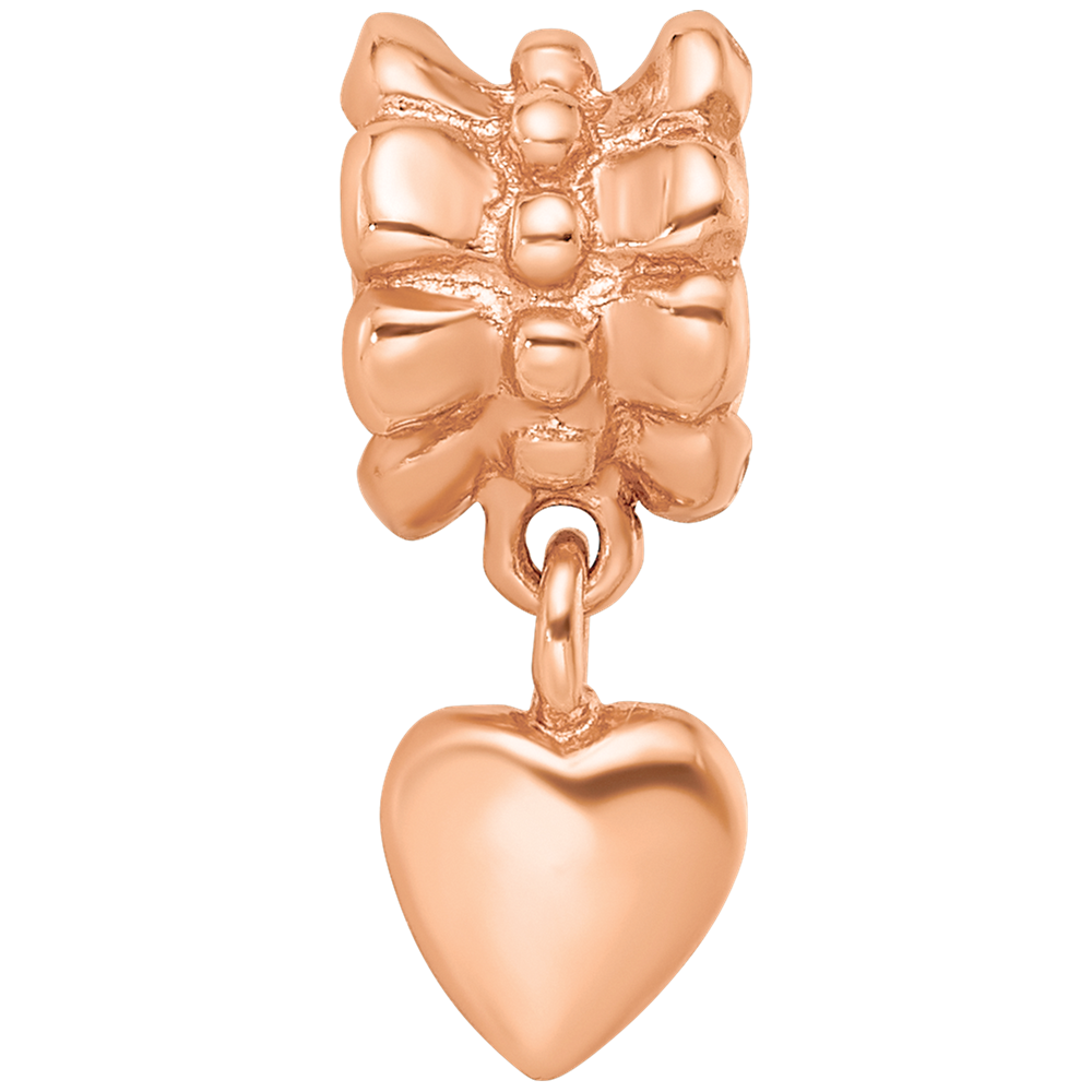 Sterling Silver Reflections Rose Gold-plated Heart Dangle Bead