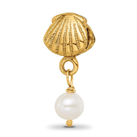 Sterling Silver GP Reflections Shell FW Cultured Pearl Dangle Bead