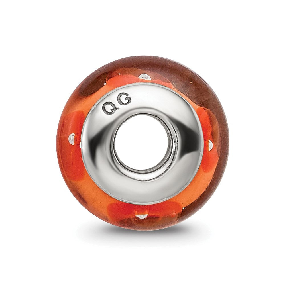 Collection Sterling Silver Hand-blown Orange Glass Reflections Bead