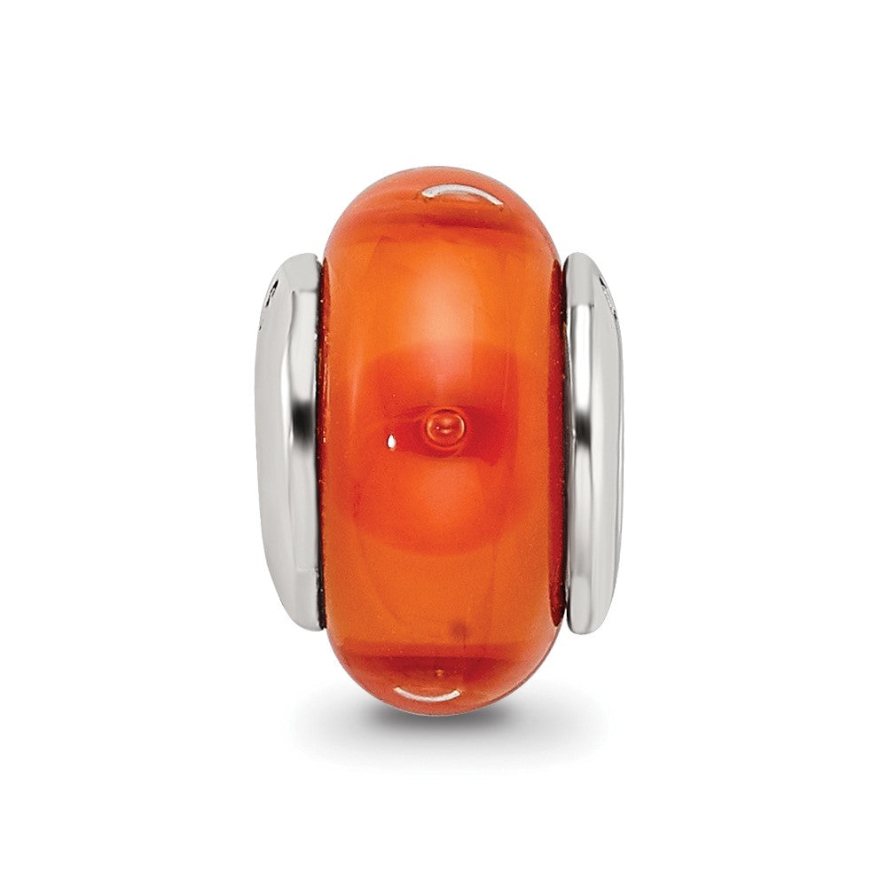 Collection Sterling Silver Hand-blown Orange Glass Reflections Bead