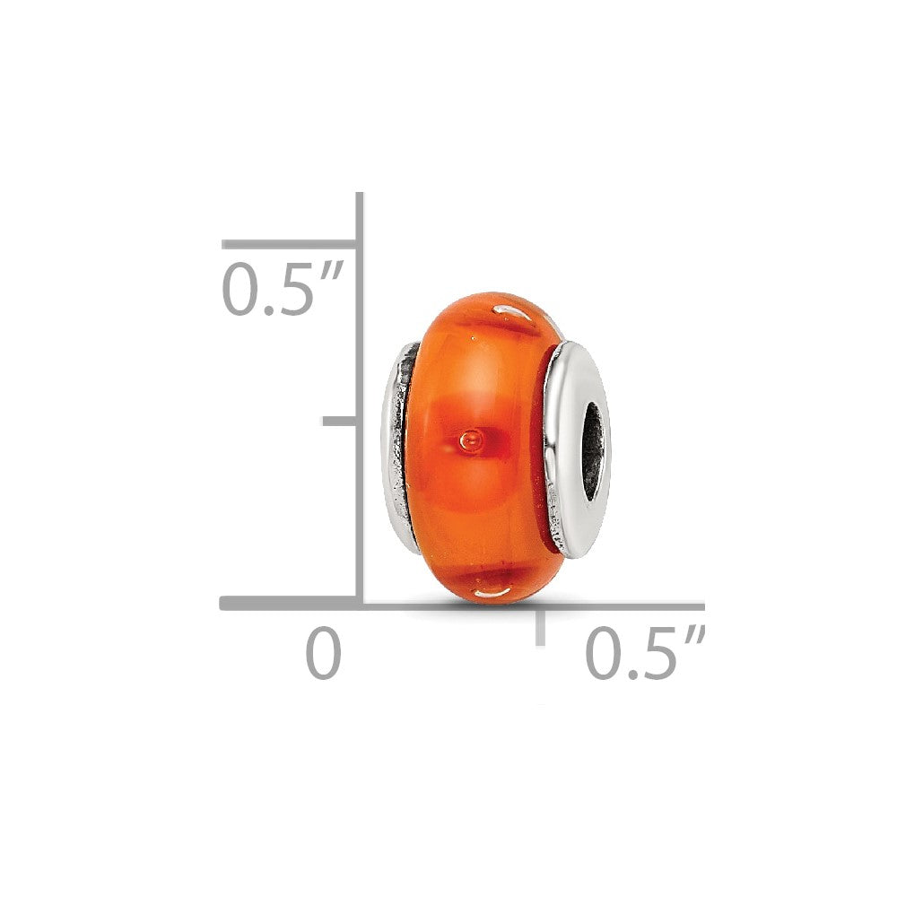 Collection Sterling Silver Hand-blown Orange Glass Reflections Bead