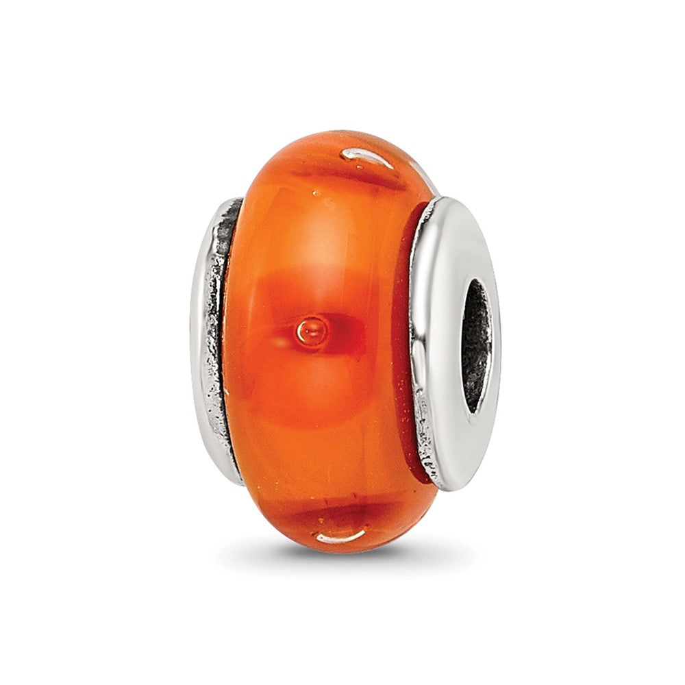 Collection Sterling Silver Hand-blown Orange Glass Reflections Bead