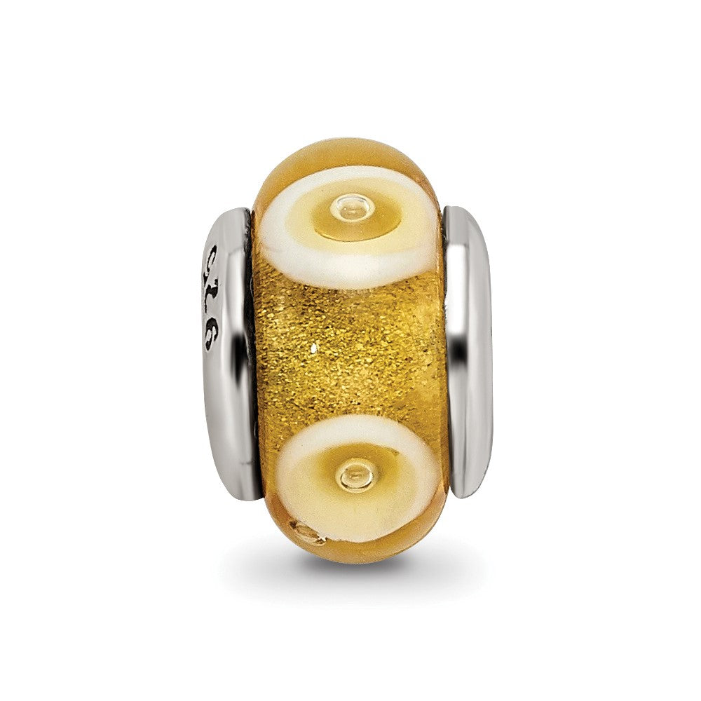 Sterling Silver Reflections Yellow Hand-blown Glass Bead