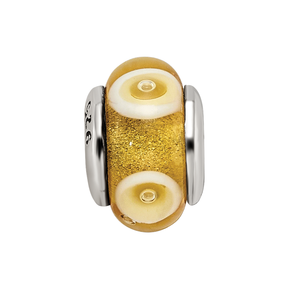 Sterling Silver Reflections Yellow Hand-blown Glass Bead