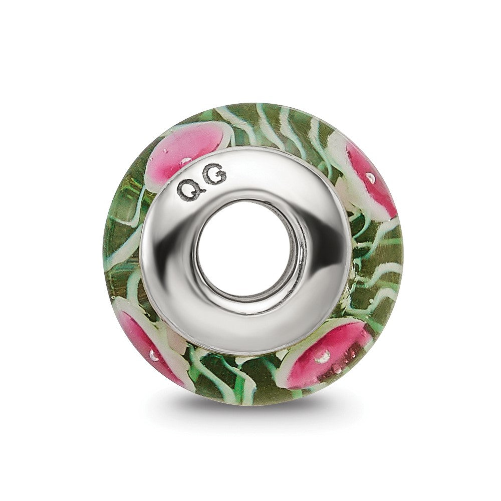 Sterling Silver Reflections Kids Green Hand-blown Glass Bead