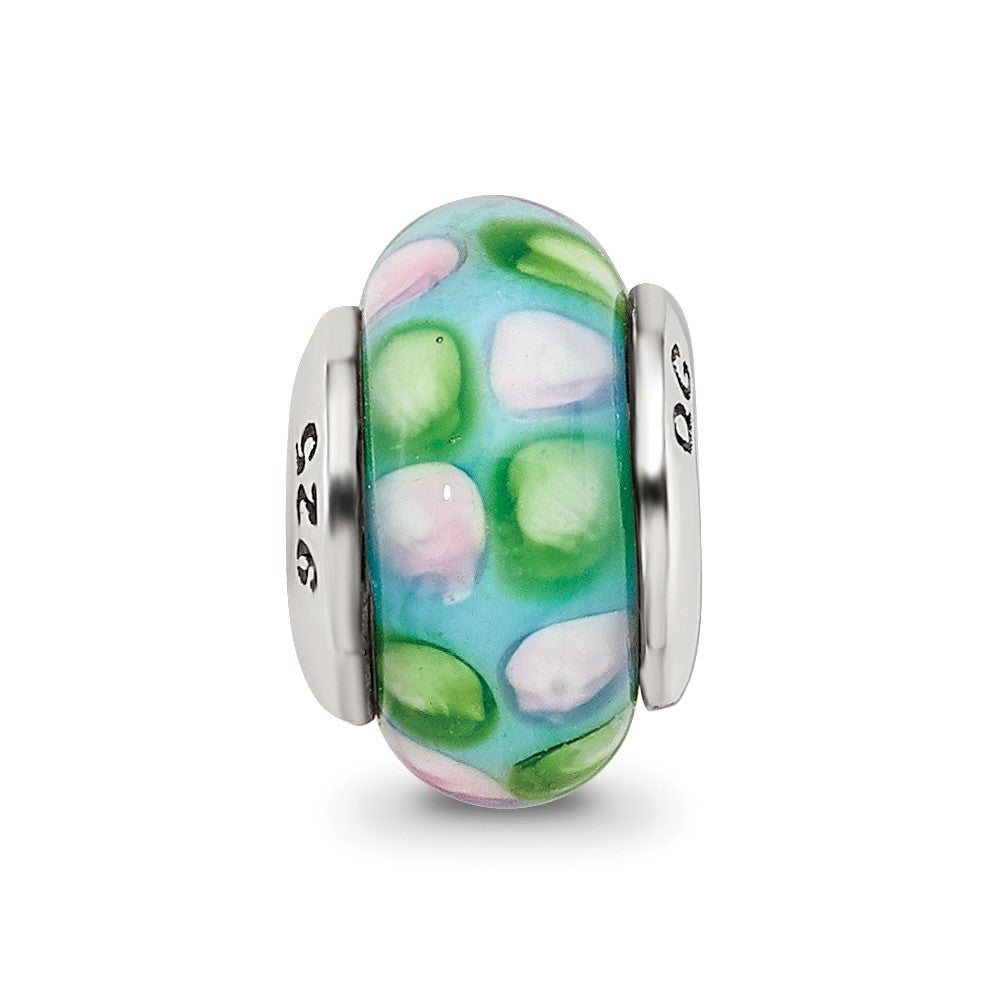 Sterling Silver Reflections Blue Hand-blown Glass Bead