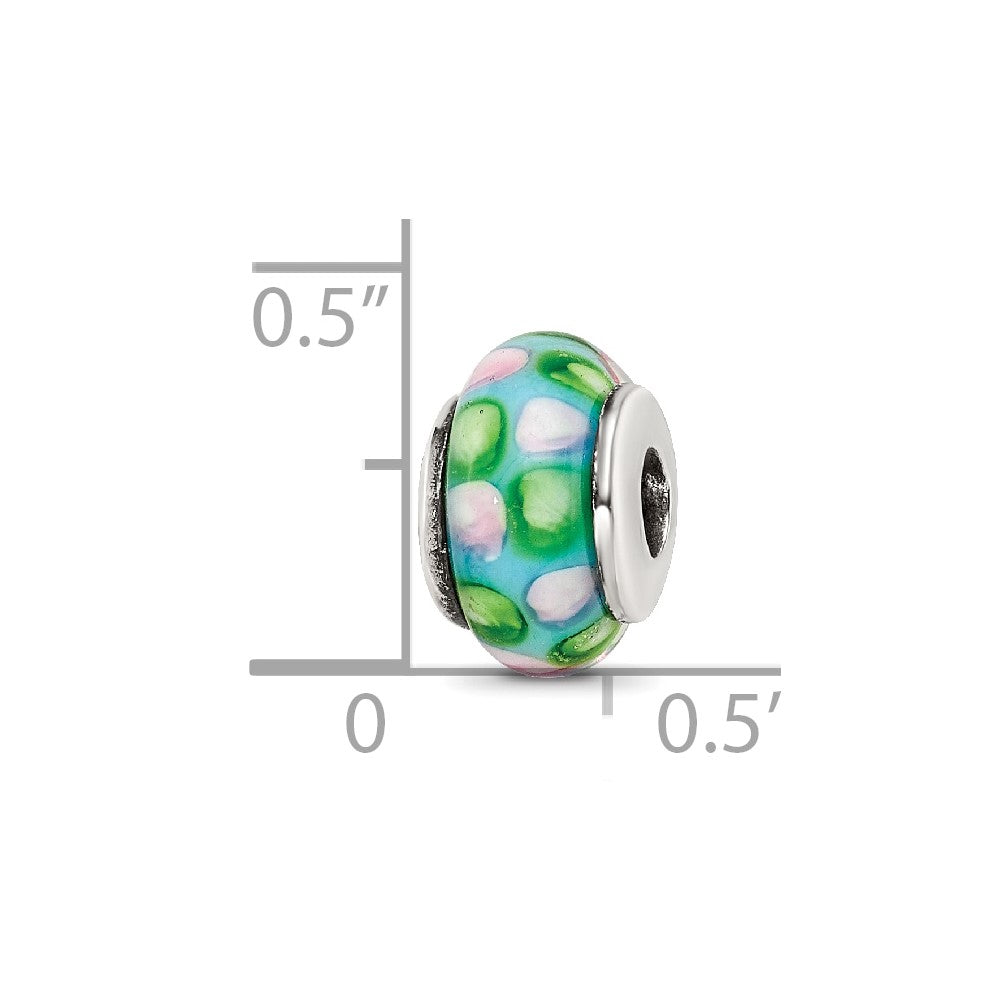 Sterling Silver Reflections Blue Hand-blown Glass Bead