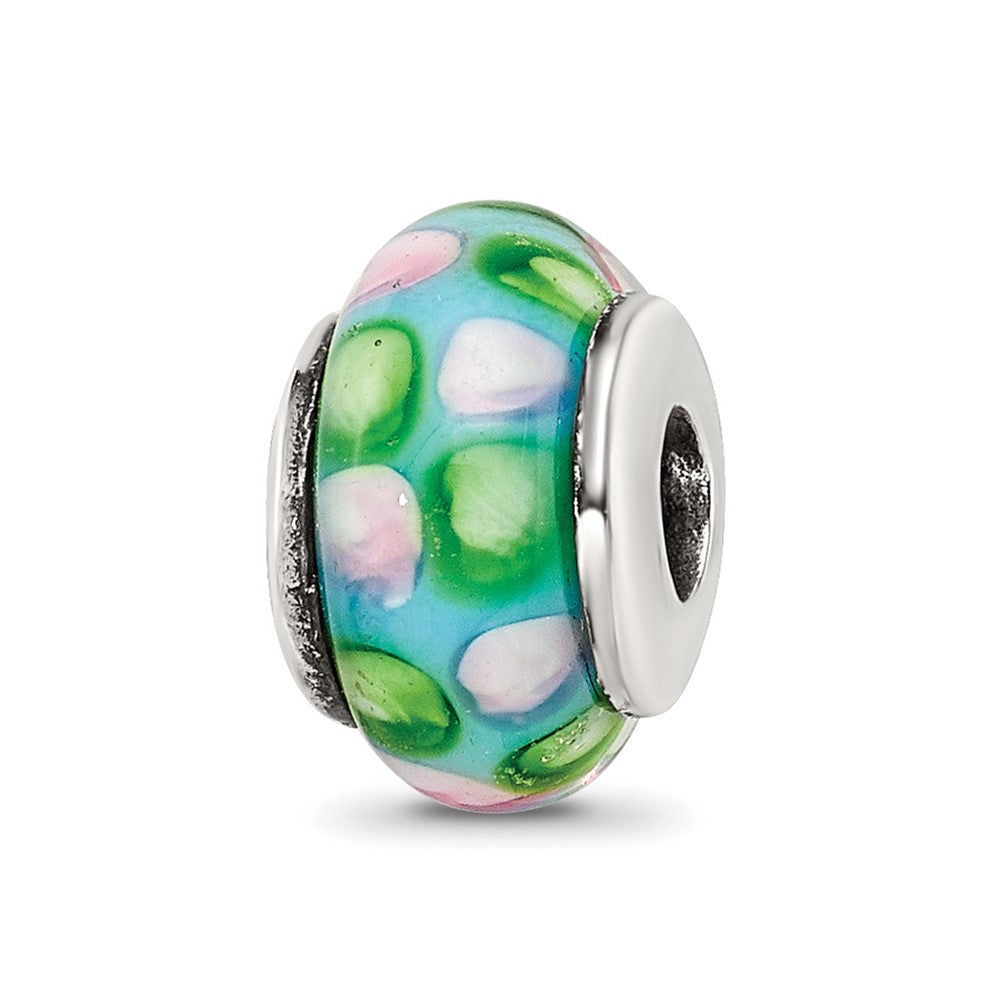 Sterling Silver Reflections Blue Hand-blown Glass Bead