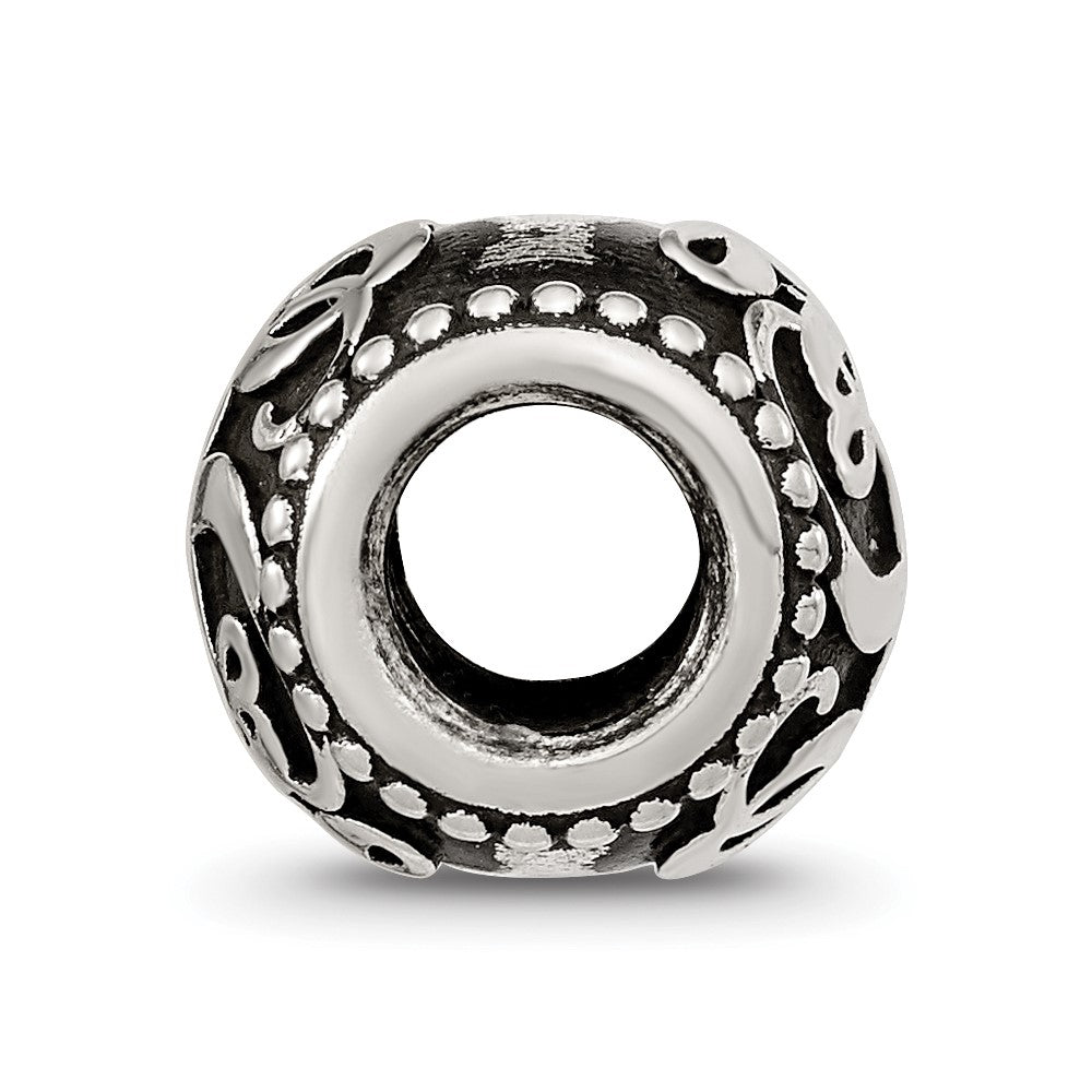 Sterling Silver Reflections Oxidized Personalized Monogram Bead