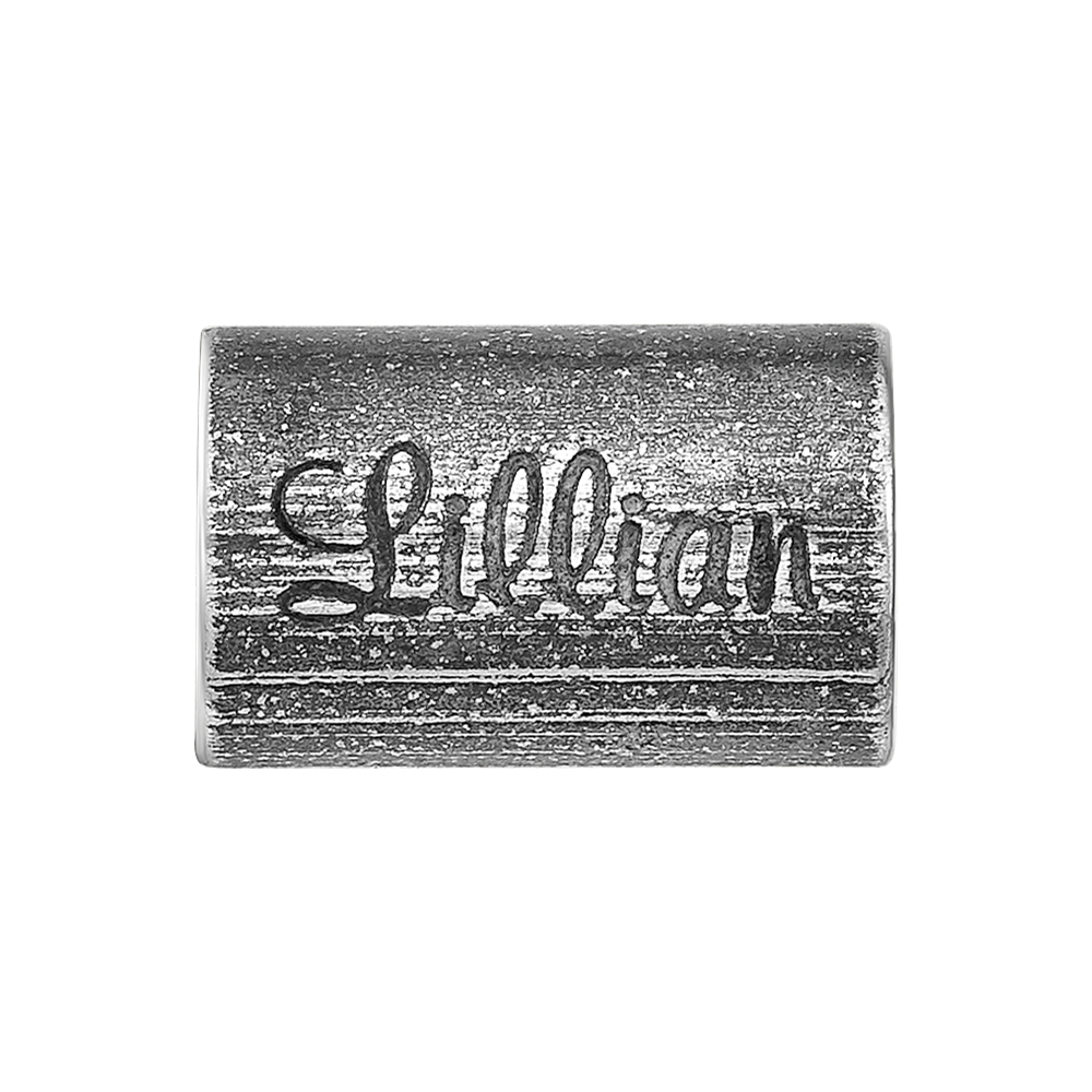 Sterling Silver Reflections Oxidized Personalized Cylinder Bead