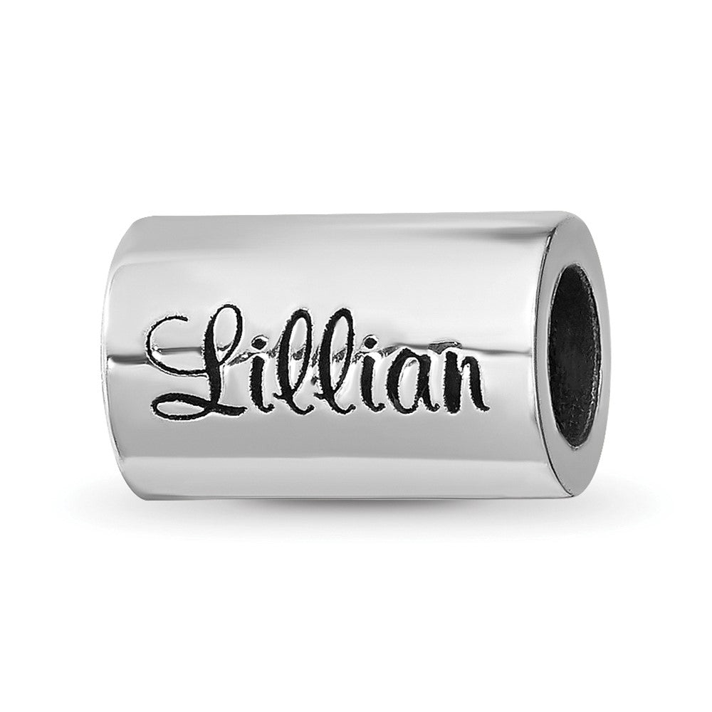Sterling Silver Reflection Personalized Cylinder Bead