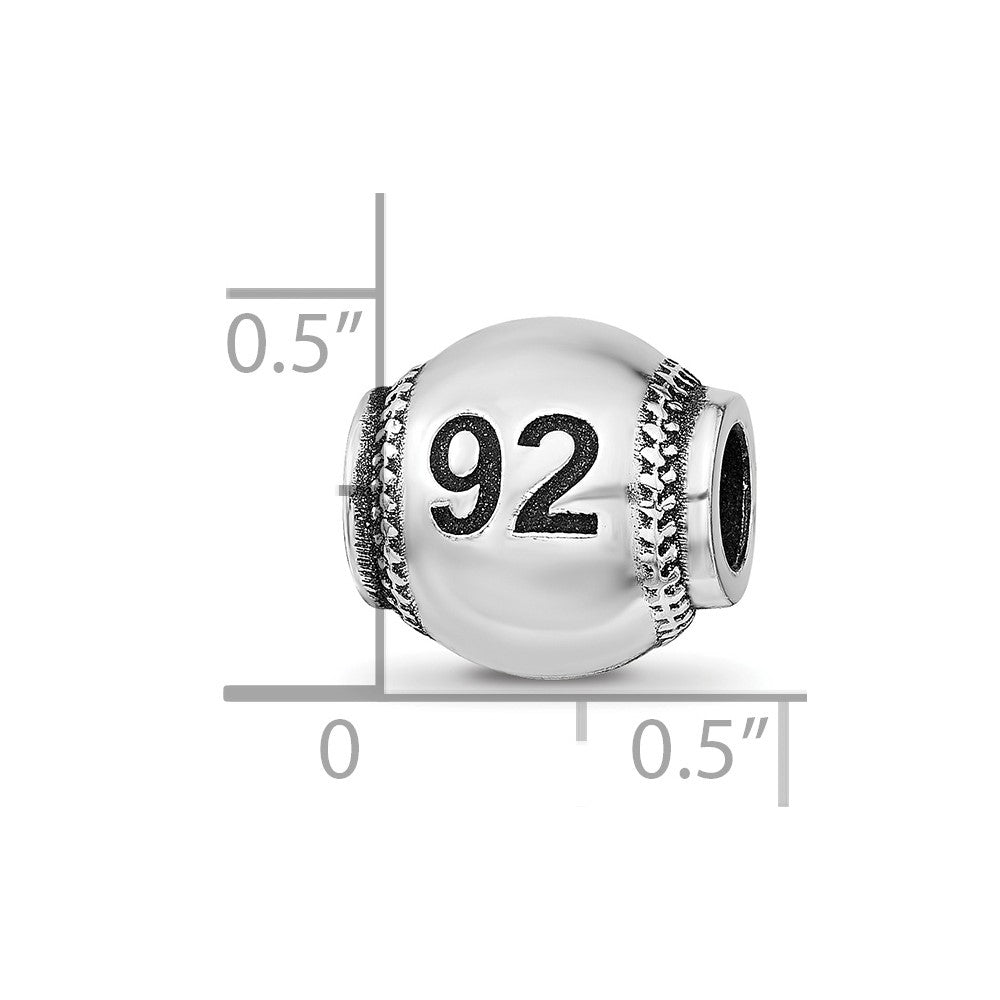 Sterling Silver Reflection Personalized Baseball Bead