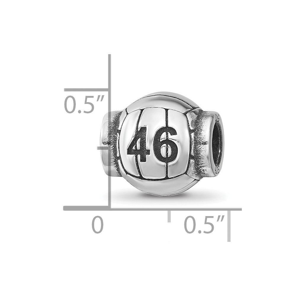 Sterling Silver Reflection Personalized Volleyball Bead