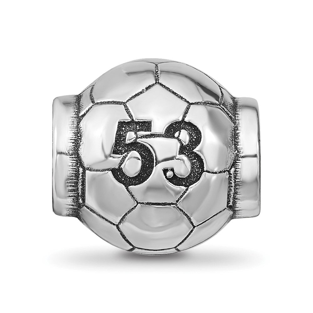 Sterling Silver Reflection Personalized Soccer Ball Bead