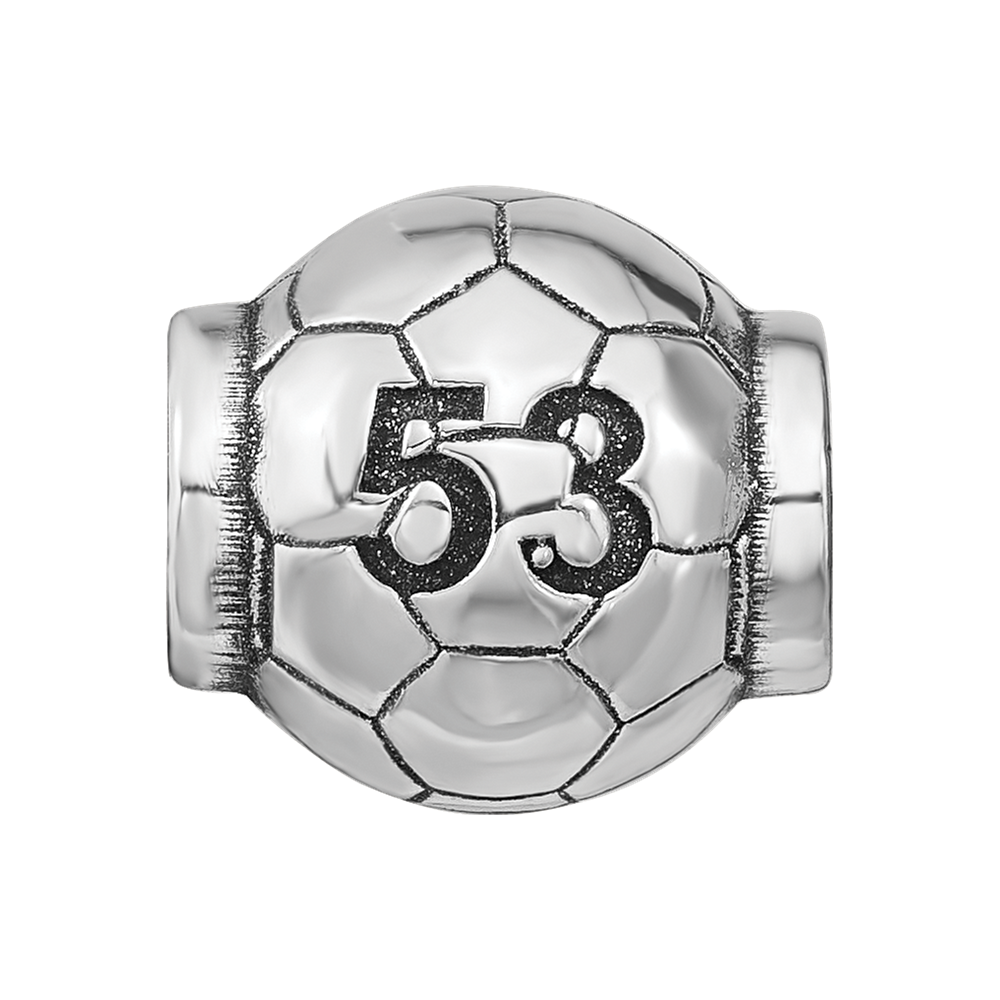 Sterling Silver Reflection Personalized Soccer Ball Bead