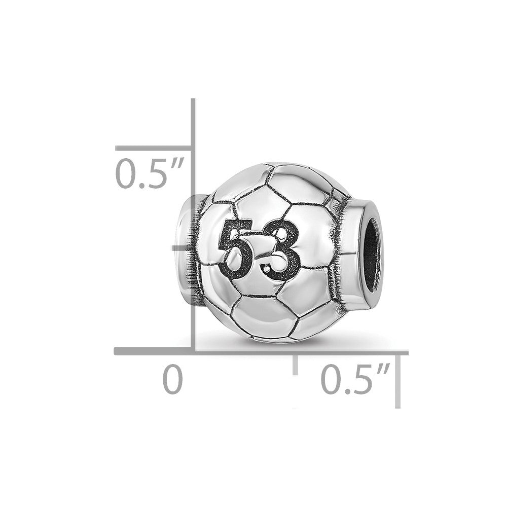 Sterling Silver Reflection Personalized Soccer Ball Bead