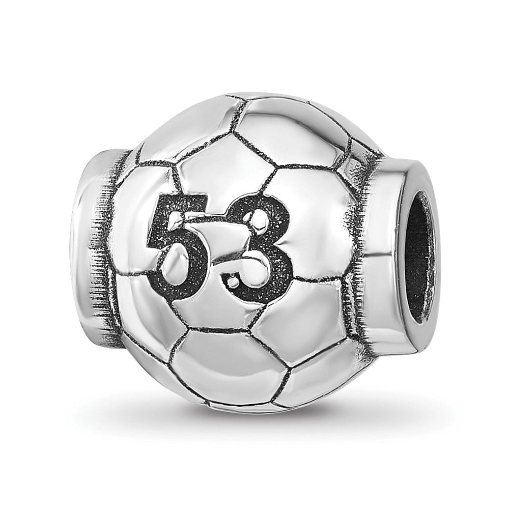 Sterling Silver Reflection Personalized Soccer Ball Bead