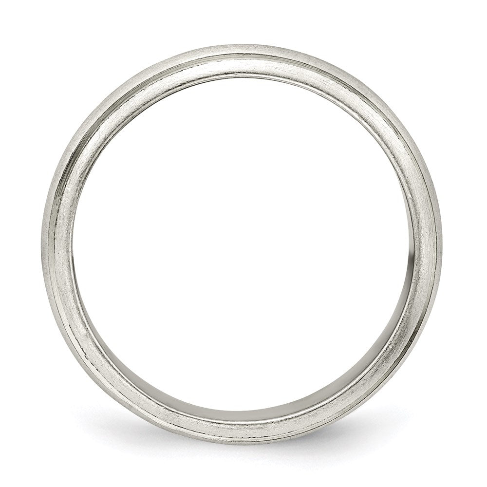 Sterling Silver 4mm Satin Half Round with Edge Lines Size 10 Band