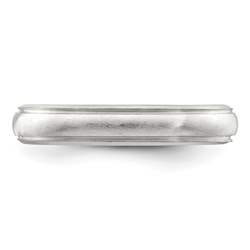 Sterling Silver 4mm Satin Half Round with Edge Lines Size 5 Band